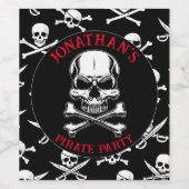 Pirate theme Party Adult Ship Skull Black Weinetikett (Einzelnes Label)