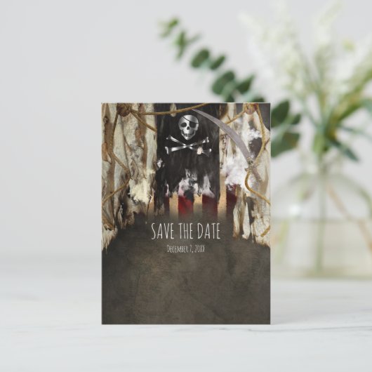 Pirate Theme Party Einladungen Save the Date (Stehend Vorderseite)