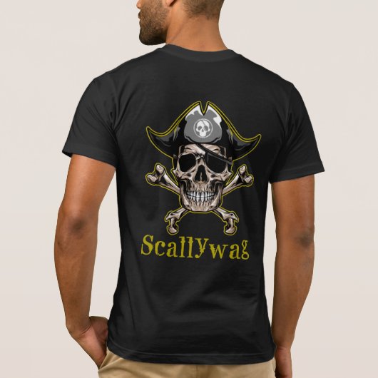Pirate theme SKULL Crossbones Scallywag T - Shirt (Rückseite)