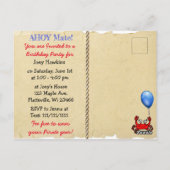 Pirate Themed Birthday Einladung Postkarte (Rückseite)