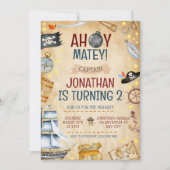 Pirate Themed Birthday Party Einladung (Vorderseite)