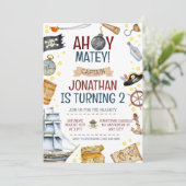 Pirate Themed Birthday Party Einladung (Stehend Vorderseite)