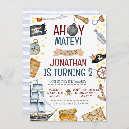 Pirate Themed Birthday Party Einladung (Vorne/Hinten)