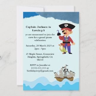 Pirate Themed Birthday Party Invitation Einladung