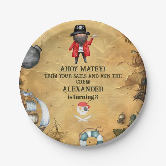 Pirate Themed Birthday Party Pappteller (Vorderseite)