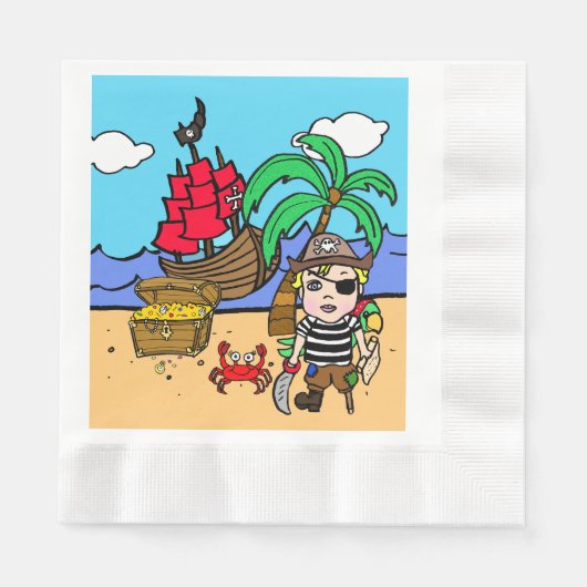 Pirate Themed Boys Geburtstagsparty Serviette (Vorderseite)