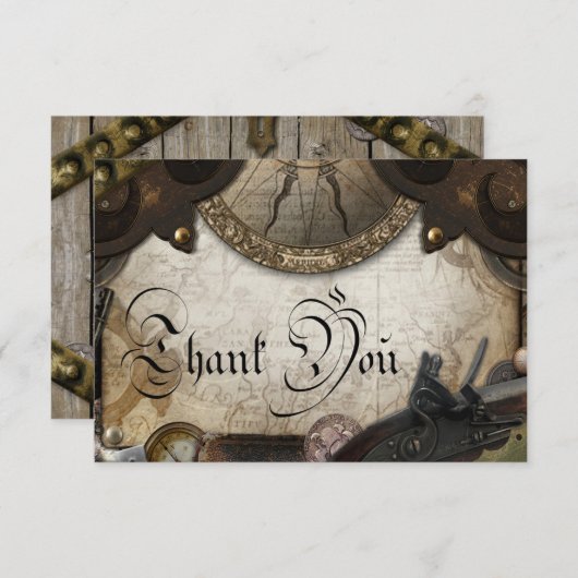 Pirate Themed Dankbarkeit Card Dankeskarte (Vorne/Hinten)
