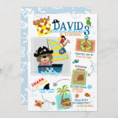 Pirate Themed Geburtstagsparty Einladung (Vorne/Hinten)