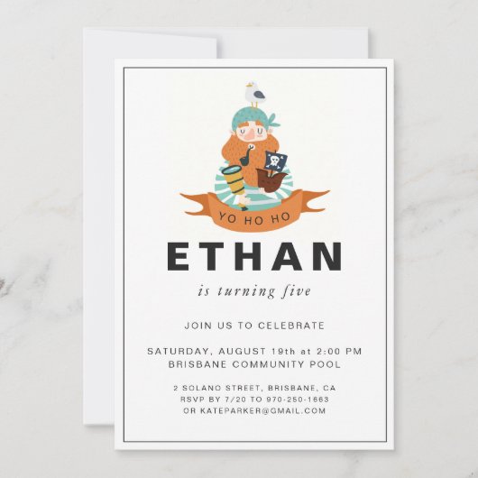 Pirate Themed Geburtstagsparty Einladung (Vorderseite)