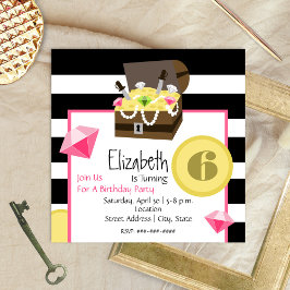 Pirate Treasure Brustmünzen & Juwelen Geburtstag Einladung