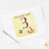 Pirate Treasure Karte Alter 3 Quadratischer Aufkleber (Umschlag)