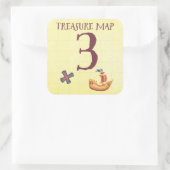 Pirate Treasure Karte Alter 3 Quadratischer Aufkleber (Tasche)