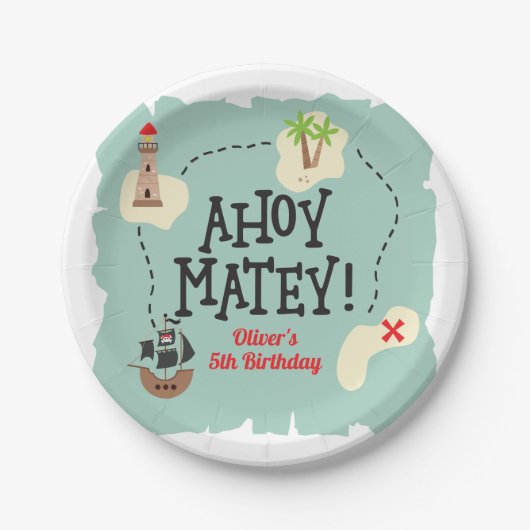Pirate Treasure Karte Geburtstag Pappteller (Vorderseite)