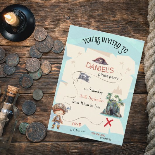 Pirate Treasure Karte Kinder Party Einladung