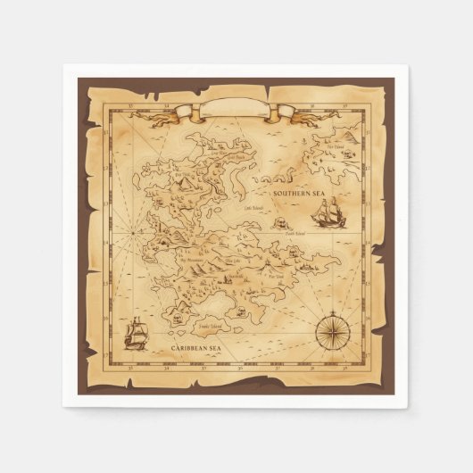 Pirate Treasure Karte Serviette (Vorderseite)