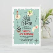 Pirate Treasure Map 3. Geburtstag Einladung (Stehend Vorderseite)