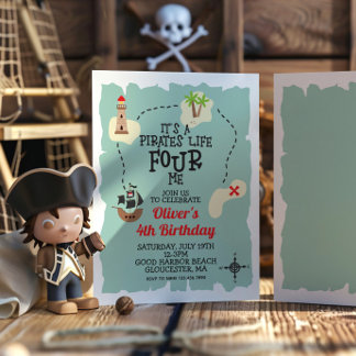 Pirate Treasure Map 4. Geburtstag Einladung