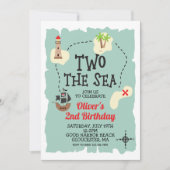 Pirate Treasure Map Zwei Sea 2. Geburtstag Einladung (Vorderseite)