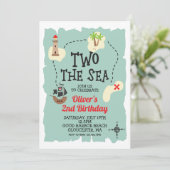Pirate Treasure Map Zwei Sea 2. Geburtstag Einladung (Stehend Vorderseite)