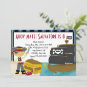 Pirate Treasure Party Brust Einladung (Stehend Vorderseite)