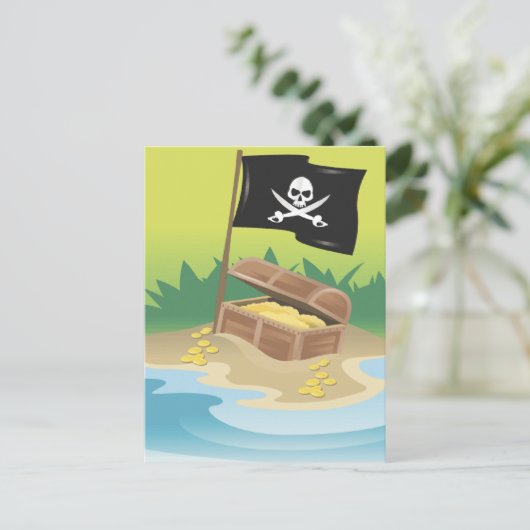 Pirate Treasure Postkarte (Stehend Vorderseite)