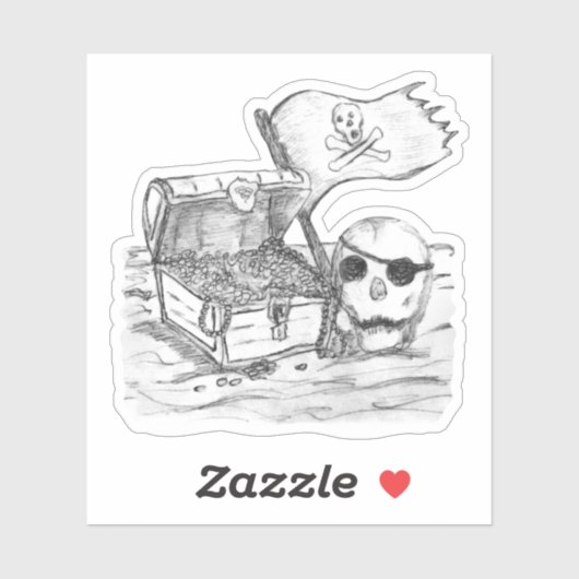 Pirate Treasure Scene Sketch Aufkleber (Blatt)