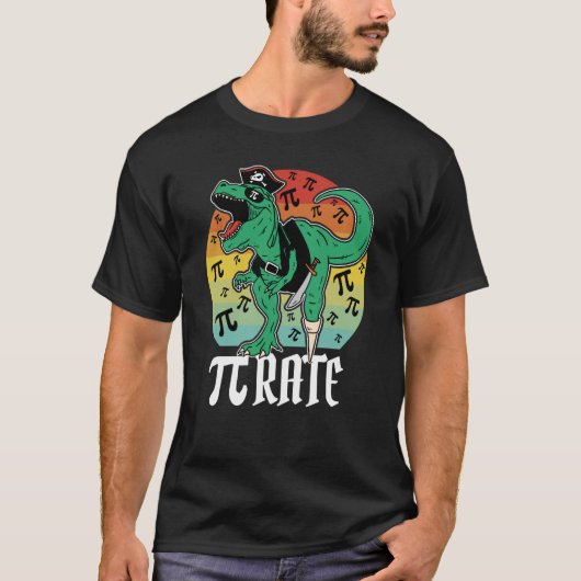 Pirate Trex Dinosaur Math Pi rate Pi Day Teacher 3 T-Shirt (Vorderseite)