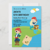 Pirate und Mermaid Birthday Invitation Blue Einladung (Vorderseite)
