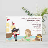 PIrate und Mermaid-Einladungen Einladung (Stehend Vorderseite)