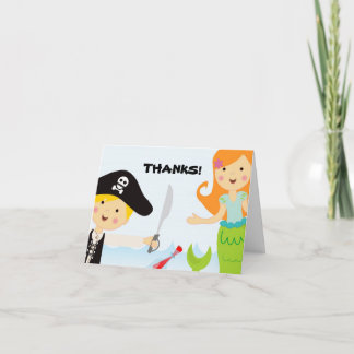 Pirate und Mermaid Party bedanken sich Dankeskarte