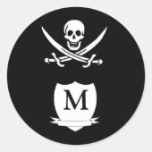 Pirate und Monogramm Runder Aufkleber (Vorderseite)