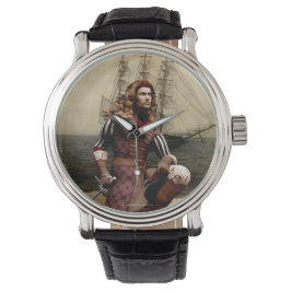 Pirate und Pirate Ship Art Armbanduhr