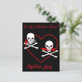 Pirate Valentine Piratenflagge Postkarte (Stehend Vorderseite)