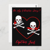 Pirate Valentine Piratenflagge Postkarte (Vorne/Hinten)