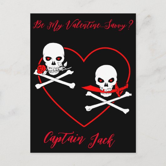 Pirate Valentine Piratenflagge Postkarte (Vorderseite)