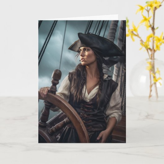 Pirate Valentinstag Karte (Gelbe Blume)