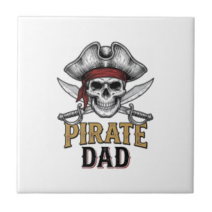 Pirate-Vater-Totenkopf-Schwert-vintage-graviertes- Fliese