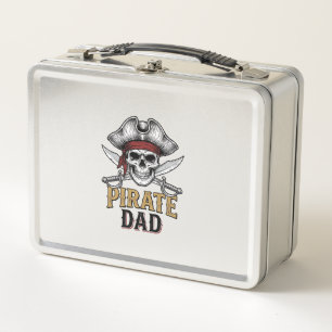 Pirate-Vater-Totenkopf-Schwert-vintage-graviertes- Metall Brotdose