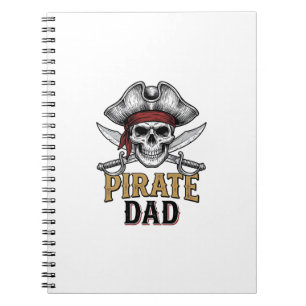 Pirate-Vater-Totenkopf-Schwert-vintage-graviertes- Notizblock