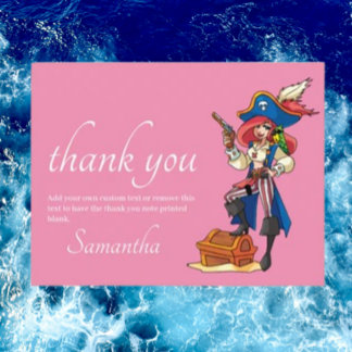 Pirate Vielen Dank Pink Postcard Postkarte