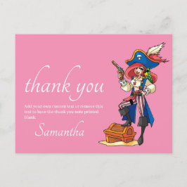 Pirate Vielen Dank Pink Postcard Postkarte