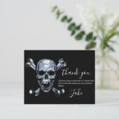 Pirate Vielen Dank Skull and Bones Postcard Postkarte (Stehend Vorderseite)