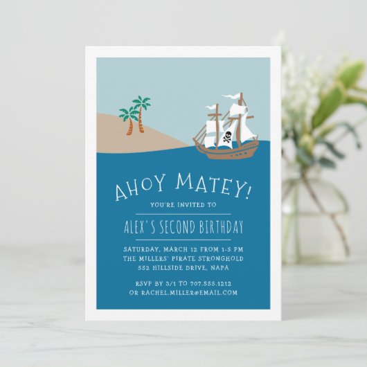 Pirate Voyage | Kindergeburtstag Party Einladung (Stehend Vorderseite)