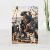 Pirate Walkin' the Dog Card Feiertagskarte (Rückseite)