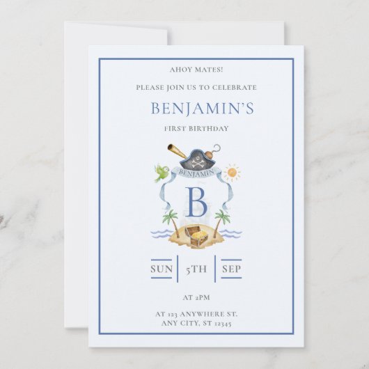 Pirate Wappen Einladung (Vorderseite)