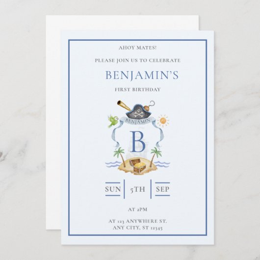 Pirate Wappen Einladung (Vorne/Hinten)