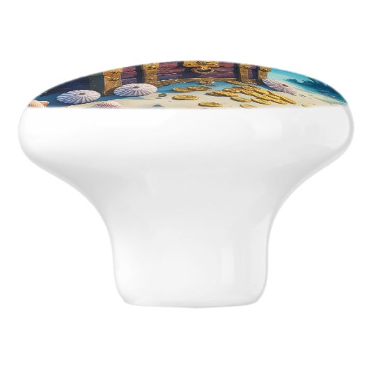 Pirate Wasserfarbe Schatztruhe Tiefseegarantie Keramikknauf (Seitenansicht)