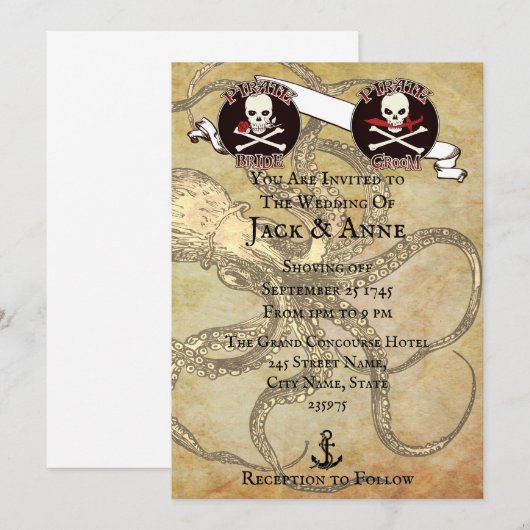 Pirate Wedding Einladung (Vorne/Hinten)