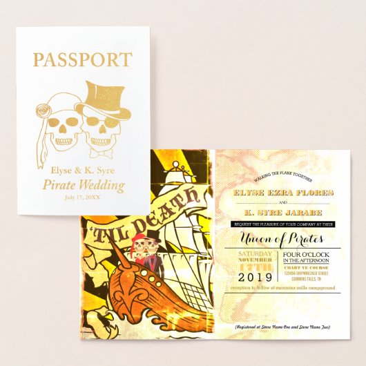Pirate Wedding Gold Foil Passport Folienkarte (Anzeige)