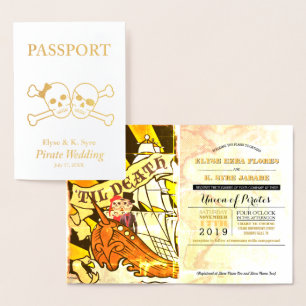 Pirate Wedding Gold Foil Passport Folienkarte